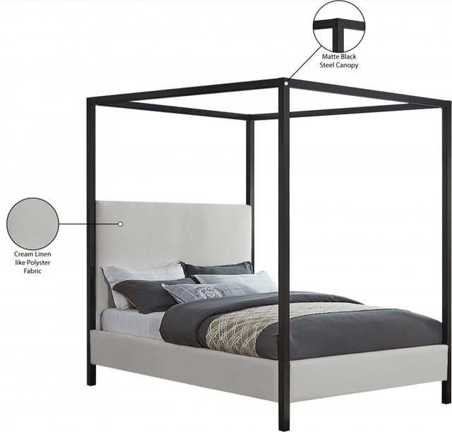 Meridian Furniture James Cream Queen Upholstered Canopy Bed-3