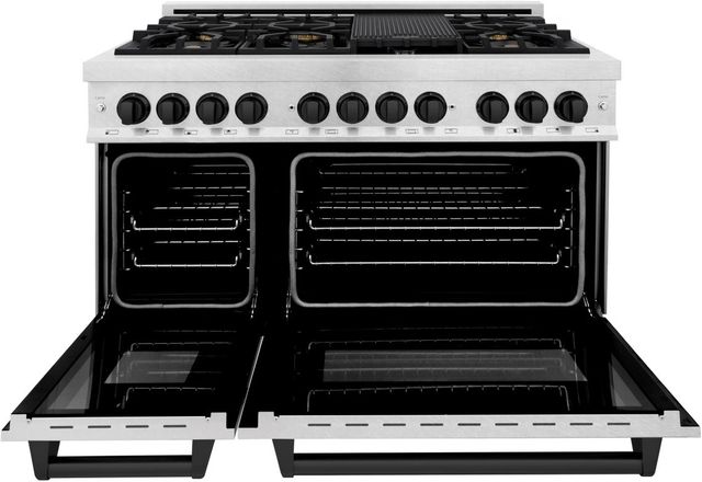 ZLINE Autograph Edition Legacy 48" Satin Stainless Steel Pro Style Dual Fuel Range with Matte Black Accents-1