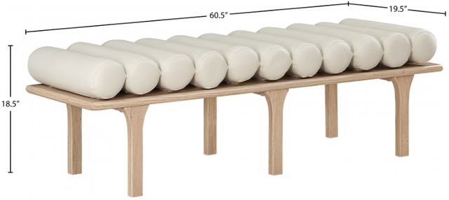 Meridian Furniture Landon Cream/Natural Vegan Leather Bench-3