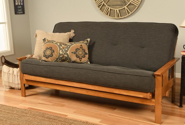 Kodiak Furniture Linen Charcoal 8" Coil Hinged Innerspring Full Futon Mattress -2