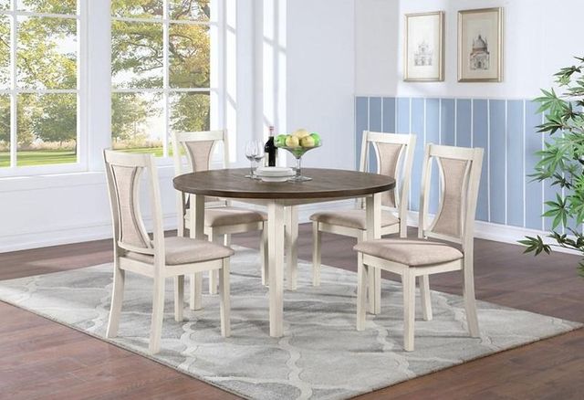 New Classic® Home Furnishings Hudson Brown/Creme 48" Round Dining Table Set-1