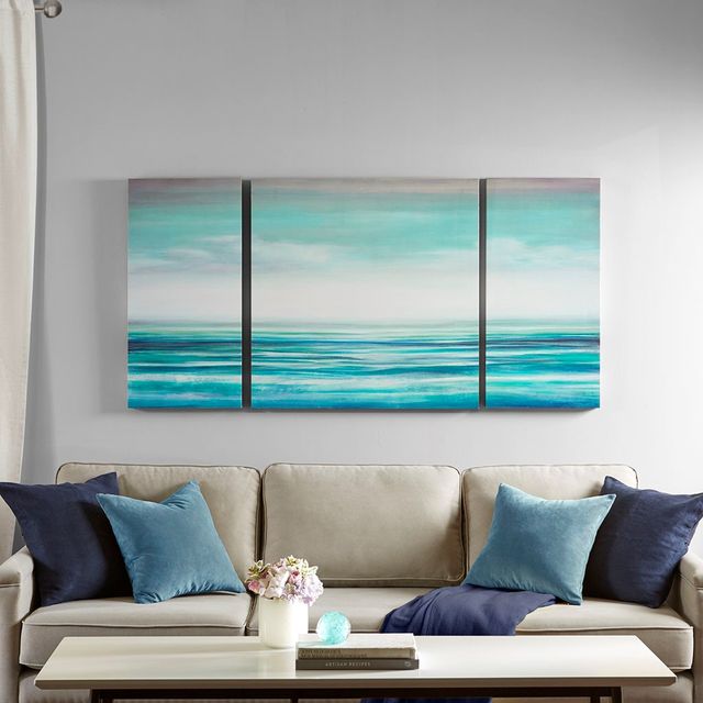 Olliix by Madison Park Teal Tides Blue Gel Coat Canvas-4