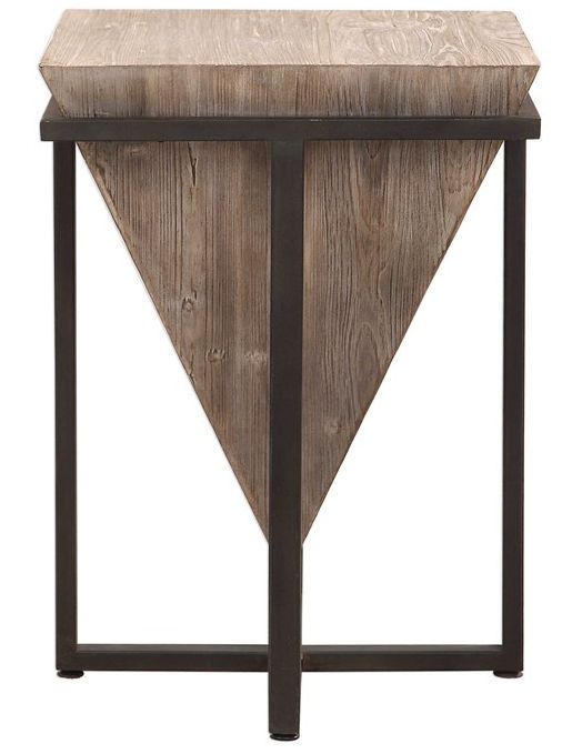 Uttermost® Bertrand Gray Wash Accent Table with Aged Black Base-3