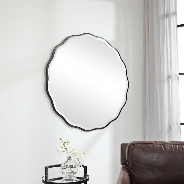 Uttermost® Aneta Satin Black Round Mirror-2