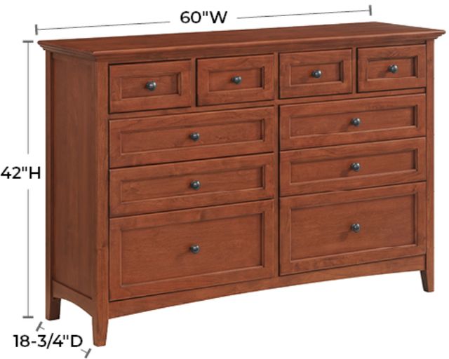 Whittier Wood® Furniture McKenzie Glazed Antique Cherry 10-Drawer Dresser-2