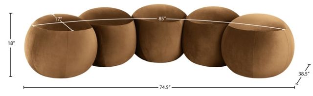 Meridian Furniture Apollo Saddle 75" Velvet Upholstered Bench-4