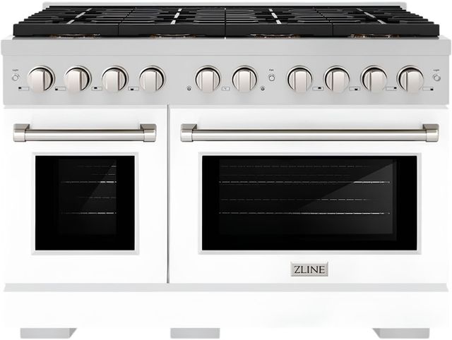ZLINE Paramount Series 48" Stainless Steel Pro Style Dual Fuel Range with White Matte Door -0