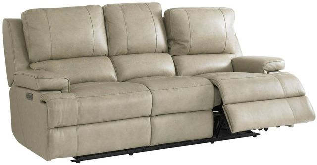 Bassett® Furniture Club Level Parsons Flax Leather Motion Sofa with Power -2