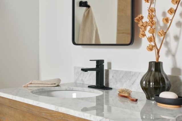 Peerless Ezra® Matte Black Single Top Handle Lavatory Faucet-1