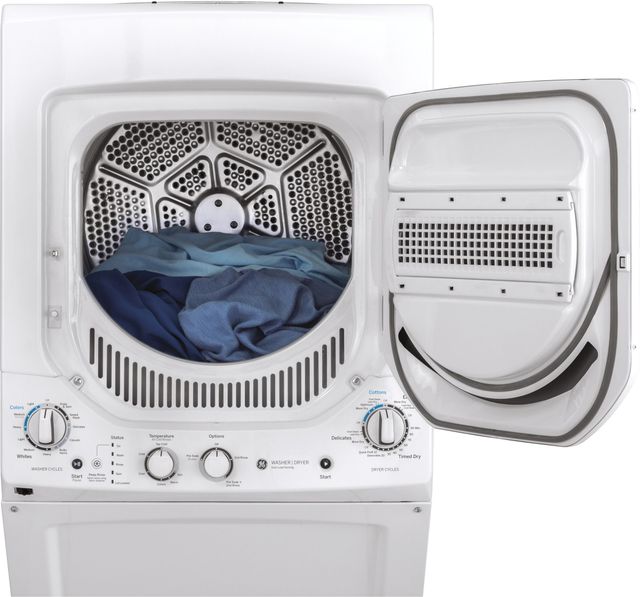GE® Unitized Spacemaker®  White On White Gas Laundry Center, 2.3 Cu. Ft. Washer, 4.4 Cu. Ft. Dryer-3