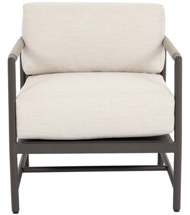 Sunset West Pietra Stone Gray Aluminum/Olefin Rope Outdoor Club Chair with Echo Ash Cushion-1