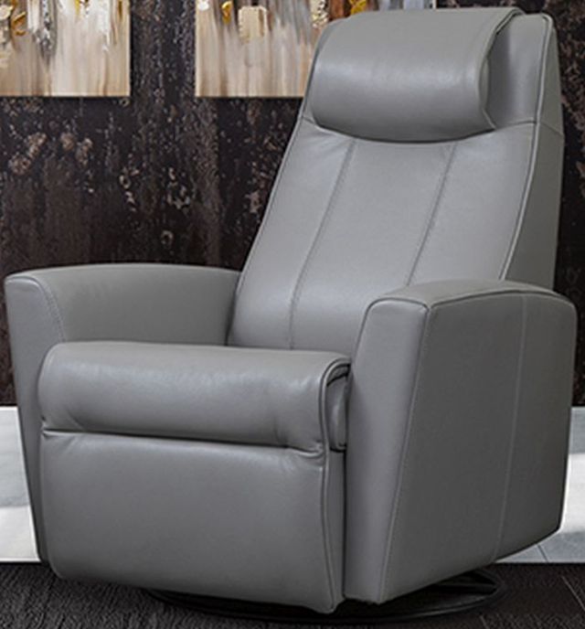 Via Furniture 61 Gray Power Swivel Rocker Recliner-0
