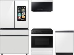 Samsung 4 Piece White Glass Kitchen Package