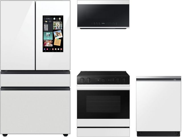 Samsung 4 Piece White Glass Kitchen Package