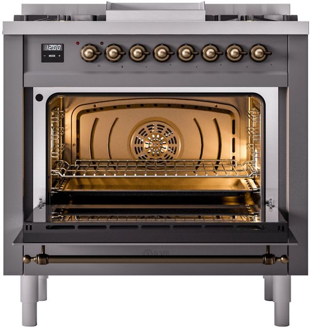 Ilve® Nostalgie II Series 36" Graphite Matte Pro Style Dual Fuel Range-2
