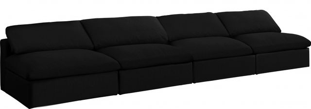 Meridian Furniture Serene Black Linen Fabric Deluxe Cloud Modular Armless Sofa-0