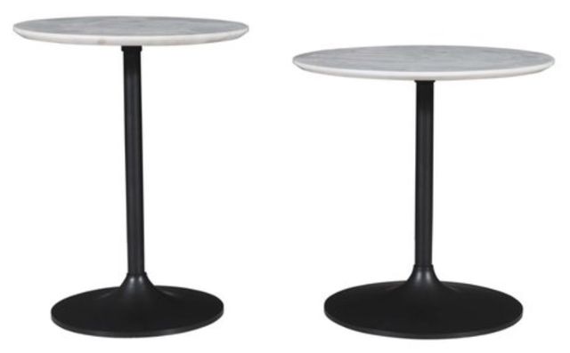 Jofran Inc. Global Archive Camille 2-Piece Marble Top Nesting Table Set with Gunmetal Base-2