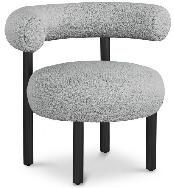 Meridian Furniture Bordeaux Grey/Matte Black Boucle Fabric Accent Chair-0