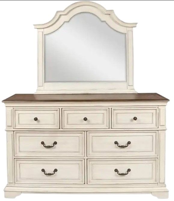 New Classic® Home Furnishings Anastasia 4-Piece Antique White Queen Panel Bedroom Set-3