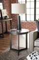 Hammary® Graystone Rustic Dark Chairside Table with Wrought Iron Metal Base-1