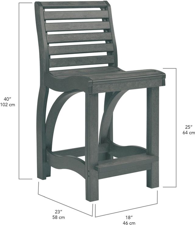 C R Plastics St. Tropez Slate Grey Counter Stool-2