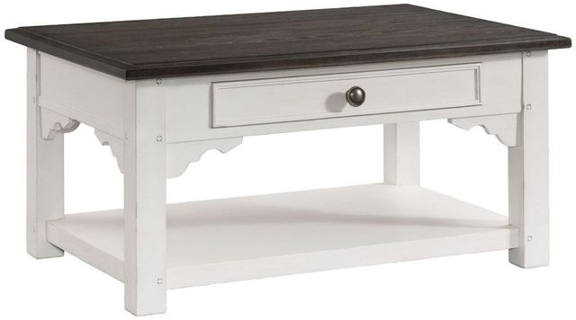 Riverside Furniture Grand Haven Rich Charcoal Top Small Coffee Table with Feathered White Base-1
