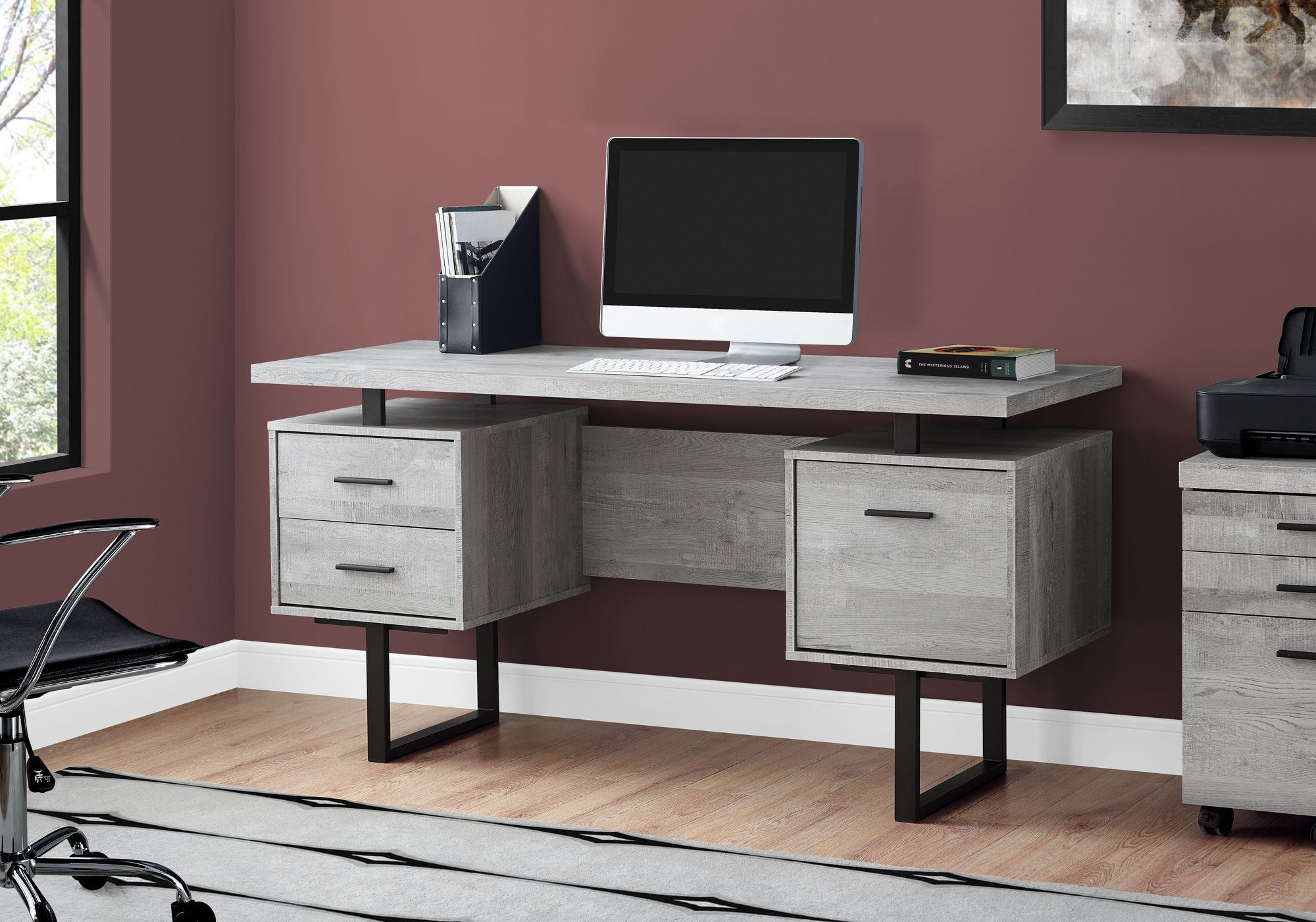 Monarch Specialties Inc. Grey Reclaimed Wood 60 Computer Desk Renaud s BrandSource Home Furnishings