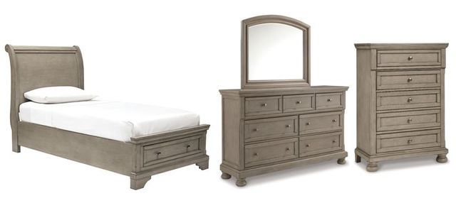 Signature Design by Ashley® Lettner 4-Piece Light Gray Full Sleigh Storage Bed Set-0