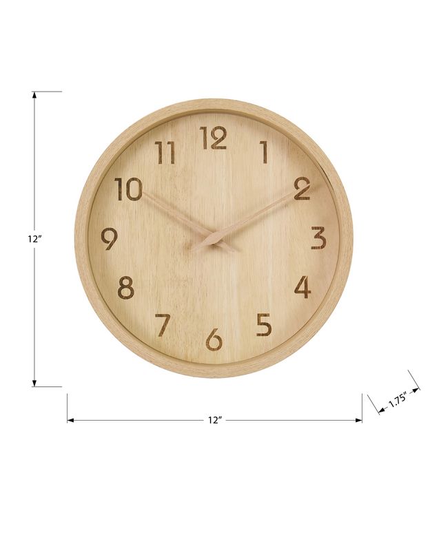 Monarch Specialties Inc. Natural 12" Wall Clock with Brown Numbers-2