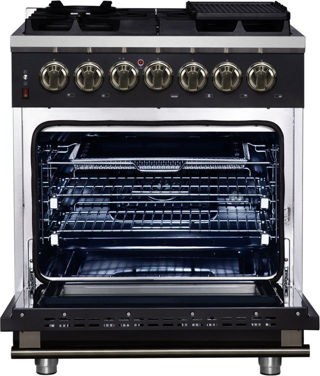 FORNO® Massimo Series Alta Qualita 30" Black Pro Style Dual Fuel Range-3