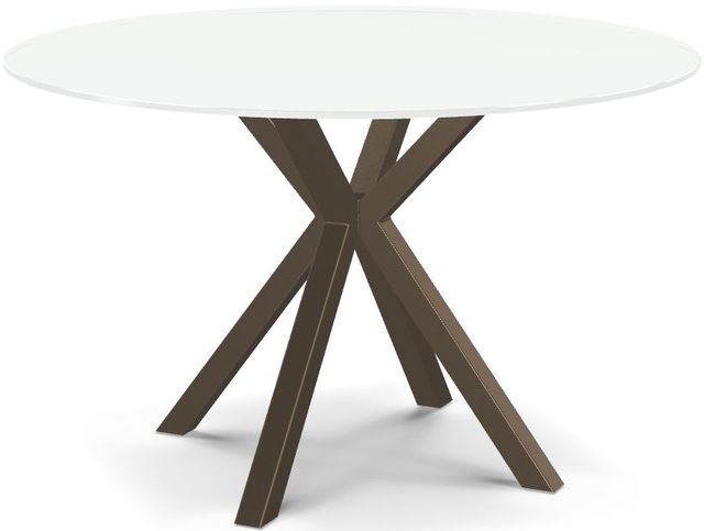 Amisco Customizable Asterisk Glass Top Round Table with Metal Starburst Stand-0