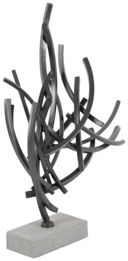 Deco Marche Gray Abstract Decorative Sculpture with Marble Base-1