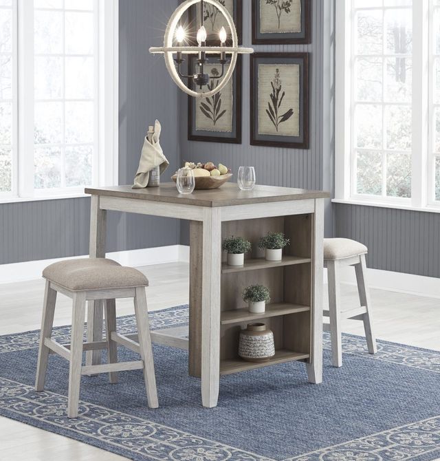 Signature Design by Ashley® Skempton 3-Piece White/Light Brown Counter Height Dining Table Set-1