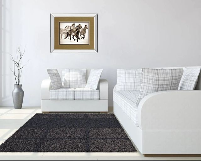 Classy Art Painted Horses Run by Carol Walker Mirror Framed Wall Art-2