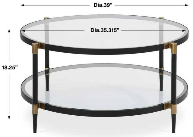 Uttermost® Chadid Glass Top Coffee Table with Black Frame and Gold Accents-2