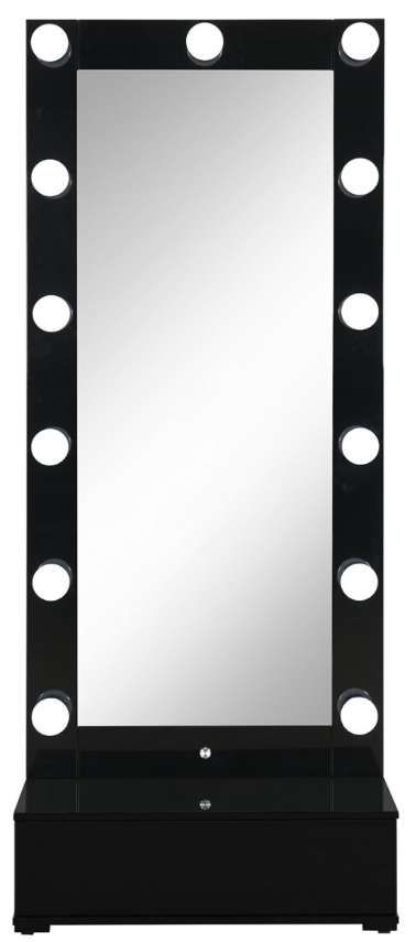 Global Furniture USA Ella Black Narrow Tall Mirror with Drawer and Speaker-0