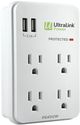 Ultralink Power White 4 Outlet 2 USB 3.1A Wall Multimedia Surge Protector-0