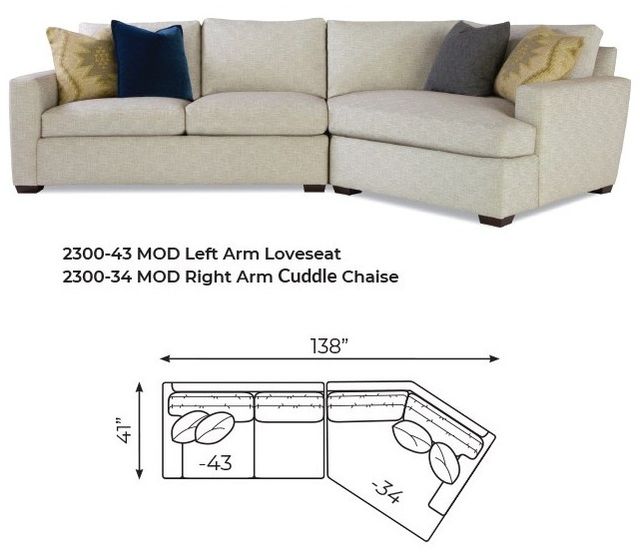 Huntington House Mod 2-Piece Curved Right-Arm Facing Sectional and Cuddle Chaise-1