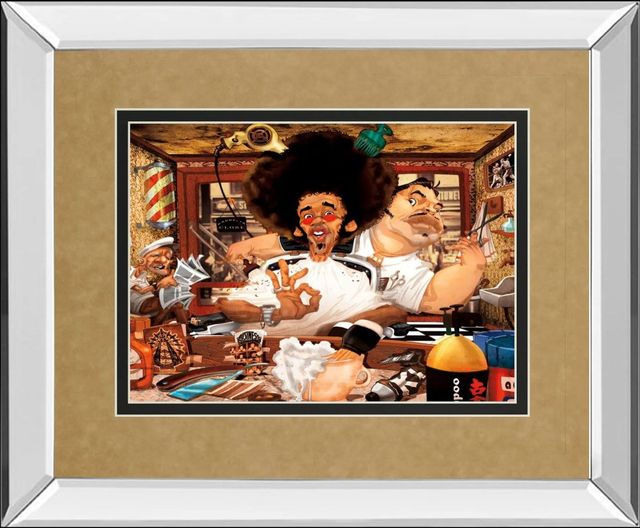 Classy Art The Barber’s Shop by Adam Perez Mirror Framed Wall Art-0