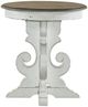 Liberty Furniture Magnolia Manor Weathered Bark Round End Table with Antique White Base-2