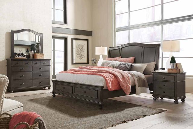 aspenhome® Oxford Peppercorn Queen Sleigh Bed-1