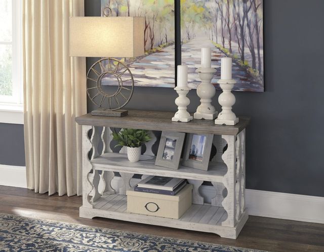 Signature Design by Ashley® Havalance Gray Console Sofa Table with Vintage White Base-4