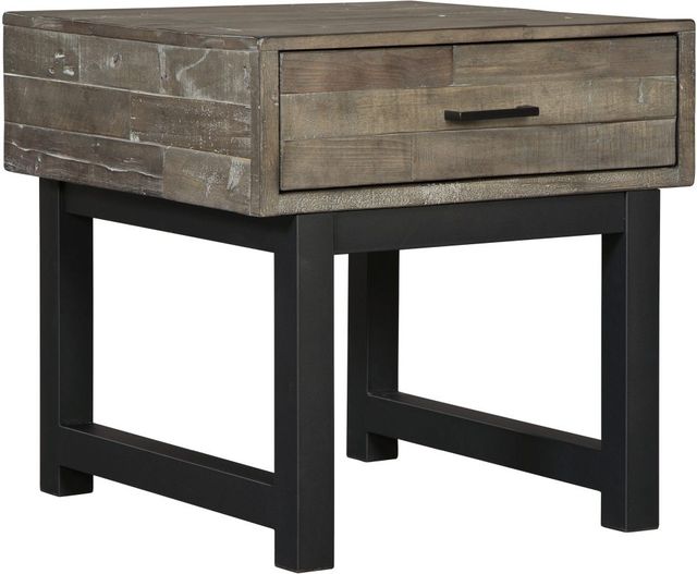 Signature Design by Ashley® Mondoro Grayish Brown End Coffee Table with Black Base-0