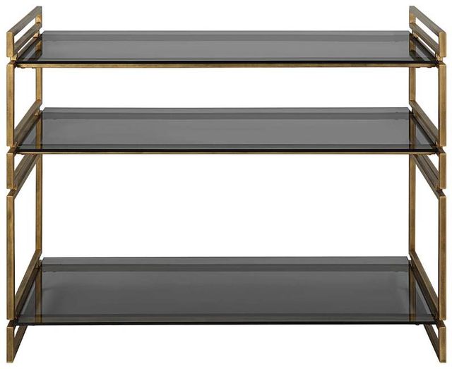 Uttermost® Stacked Up Smoke Gray Console Table with Lightly Antique Gold Frame-3