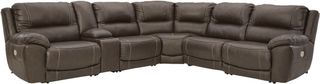 Signature Design by Ashley® Dunleith 6-Piece Chocolate L-Shape Power Reclining Sectional with Power Headrest