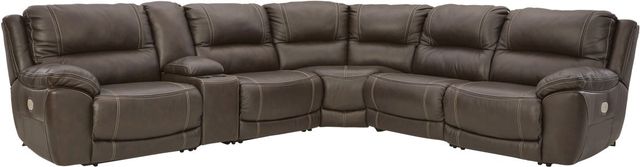 Signature Design by Ashley® Dunleith 6-Piece Chocolate L-Shape Power Reclining Sectional with Power Headrest-0