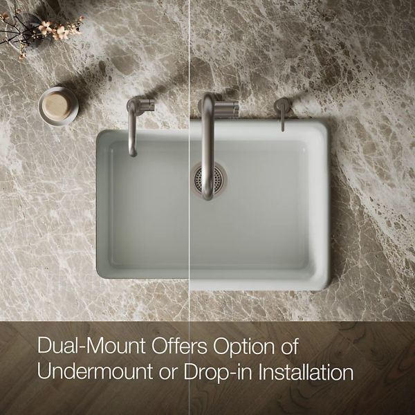 KOHLER® Iron/Tones® Sea Salt 27" Top/Undermount Single-Bowl Kitchen Sink-2