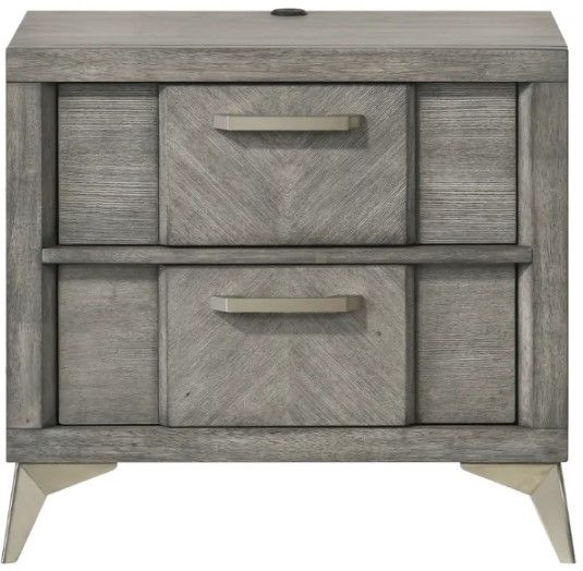 Bernards Aries Gray 2-Drawer Nightstand-2