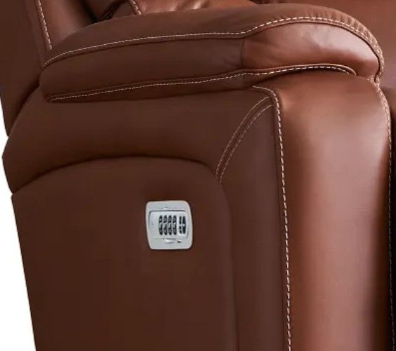 La-Z-Boy® Greyson Caramel Leather Power Rocking Recliner with Headrest-2