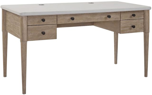 Bernards Citrus Heights Sand/White 5-Drawer Desk-0